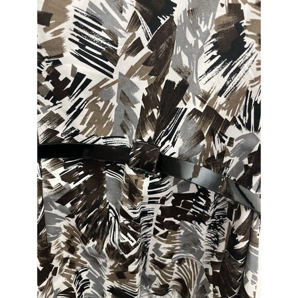 Apt.9 Women’s Blouse Cap Sleeve Collared Petite Large Button Down Belted Geo - Picture 7 of 11